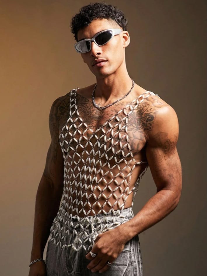 Men's Pearl Chain Hollow Sexy Tank Top